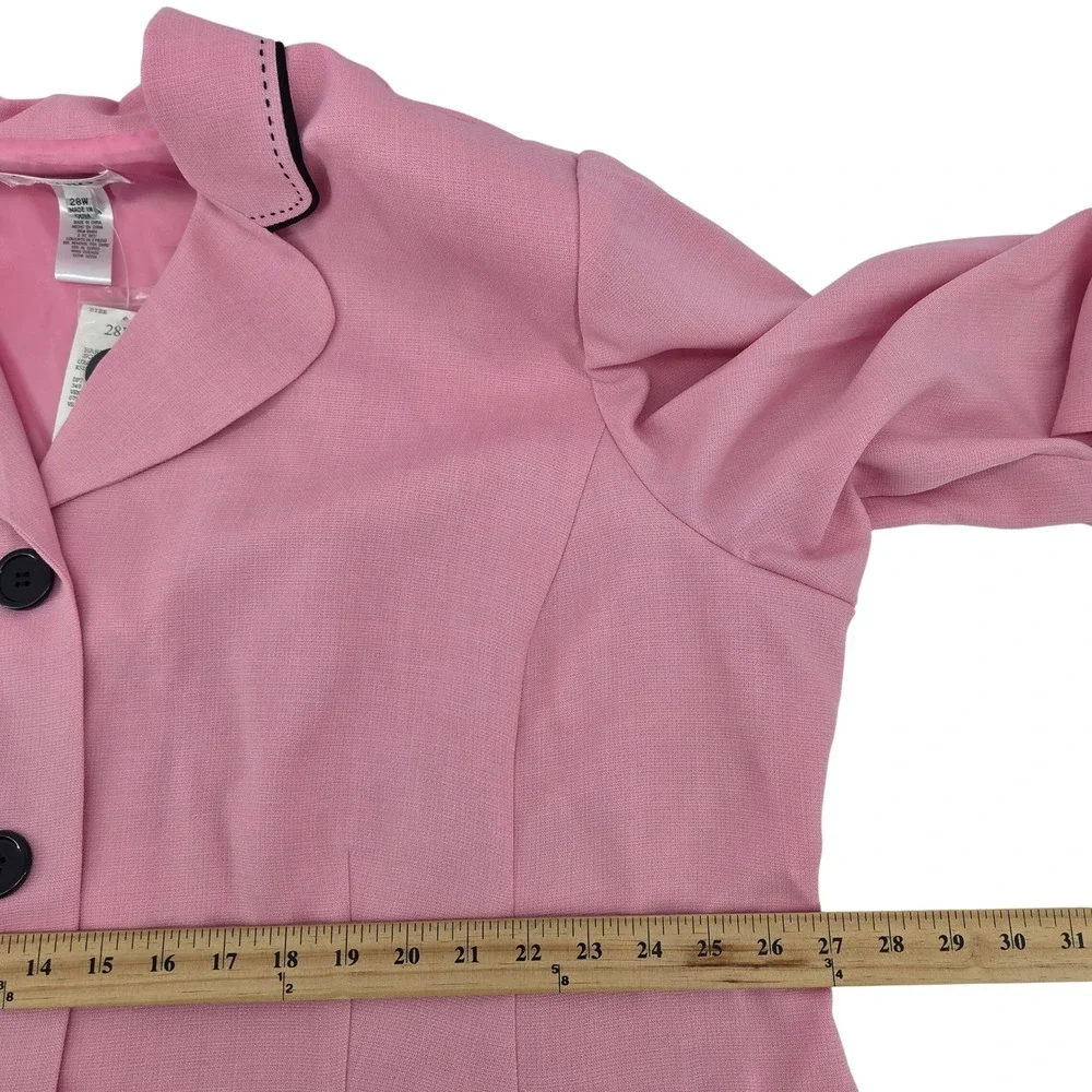 Studio‎ I Womens Pink Black Blazer Jacket 28W Barbiecore